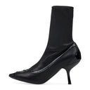 BLACK NAPPA STRETCH POINTED TOE PUMPS