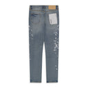 Mid Indigo Manganese Paint EMB Straight Jeans