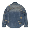 Blue Trashed Denim Shirt