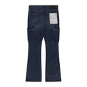 Dark Indigo Cargo Vintage Coated Flare Jeans