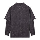 Black Textured Print Two-Layered L/S Shirt