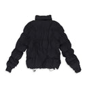 BLACK WATERPROOF RUCHED DOWN PUFFER JACKET
