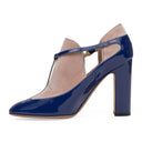 Blue Velvet Ankle Strap Heels
