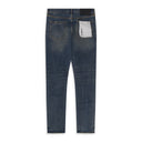 Mid Indigo Skinny Crackle Coated Jeans