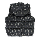 Black Printed Corduroy AOP Puffer Vest