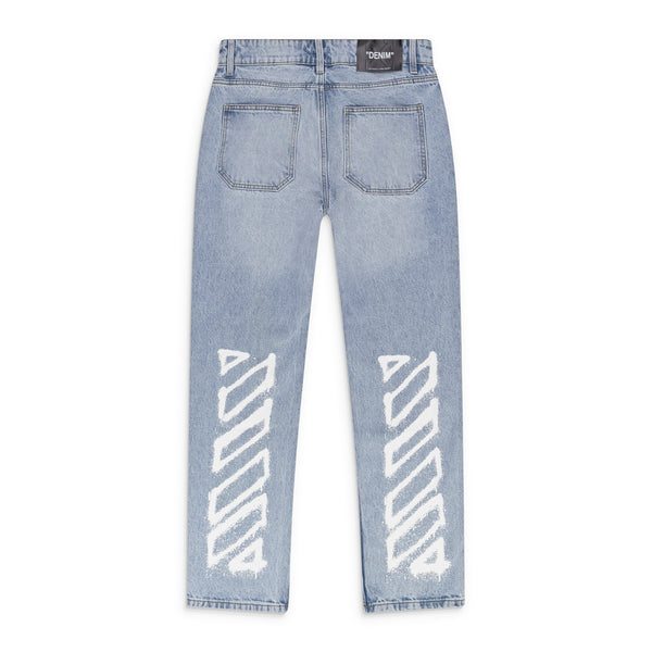 Light Indigo Relaxed Fit Spray Arrow Jeans