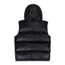 Jet Black Nylon Snap Off Hood Puffer Vest