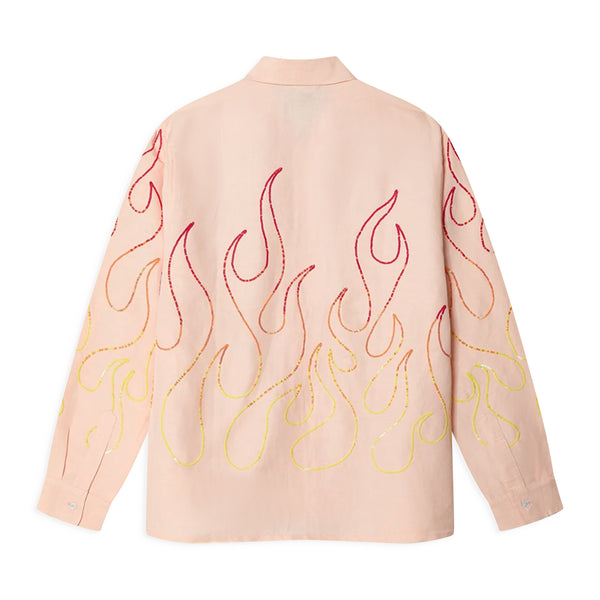 Pink Flame Embroidered Shirt