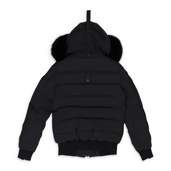 Black / Black Ladriere Shearling Trim Bomber Jacket