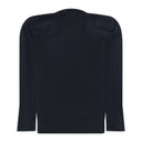 Blue Moved Neckline Military Knit Sweater