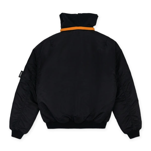 Black Split Hooded Bomber Jacket