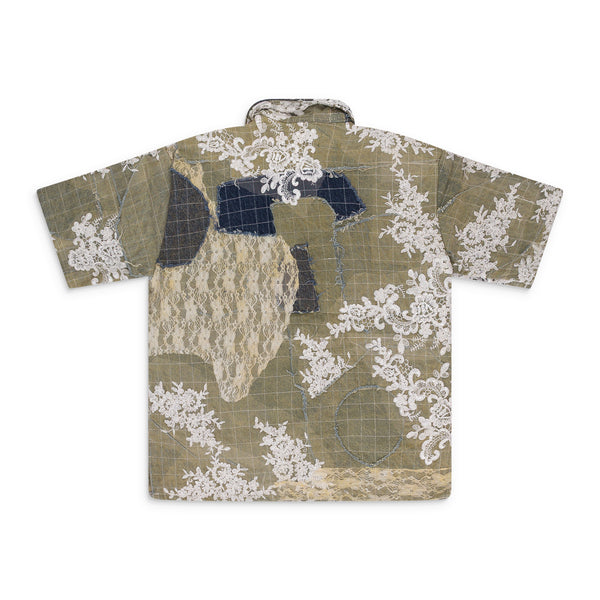 Multicolor Lace Patchwork Grid Polo Shirt