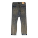 Indigo Oil Repair Slim Straight Jeans
