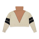 Cream Intarsia Crop Half Zip Sweater
