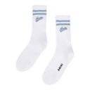White/Baby Blue Varsity Script Sock