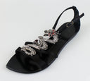 Black Crick Raso Doppiato Satin Black Sandals