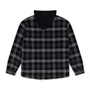 Black Multicolor Plaid Waffle Hooded Jacket