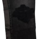 Amiri Crop Straight Lthr Denim Pants - Black