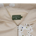 Cream Rhinestone Cotton Wreath Zip Hoodie