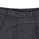 Grey Pleated Striped Trousers
