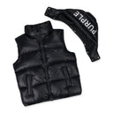 Jet Black Nylon Snap Off Hood Puffer Vest