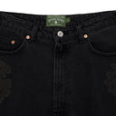 Black Mono Wreath Denim Shorts