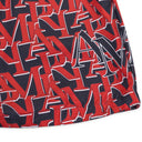 Black/Red Staggered Logo Shorts