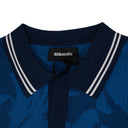 Blue Buju Knitted Long Sleeve Polo Sweater