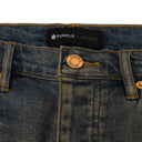Indigo Oil Repair Slim Straight Jeans