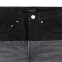 Grey Contrast Leather Skinny Jeans