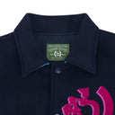 Navy Bstroy Tears Logo Varsity Jacket