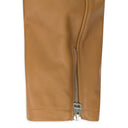 Brown Curved Hem High Neck Leather Jacket