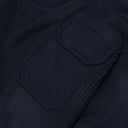 Blue Moved Neckline Military Knit Sweater