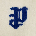 White Intarsia Knit Logo Cardigan