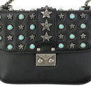 BLACK GLAM LOCK STAR STUDDED SHOULDER BAG