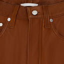 Brown Mask Hi Red Straight Leather Jeans