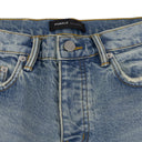 Mid Indigo Manganese Paint EMB Straight Jeans