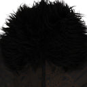 Black Faux Leather Detachable Fur Fringe Bomber Jacket