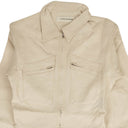 Beige Linen Contrast Stitch Jumpsuit