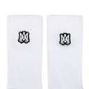 White/Black MA Embroidery Patch Socks