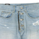 Blue Double Closure Flared Denim
