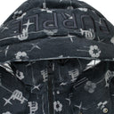 Black Printed Corduroy AOP Puffer Vest