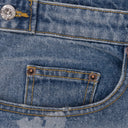 Light Wash Laser Wreath Denim Short