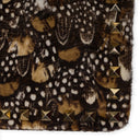 Brown Feather Rockstud Zip Pouch