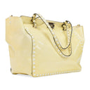 YELLOW ROCKSTUD TRAPEZE MEDIUM TOTE BAG