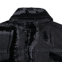 Black Flock Denim Jacket