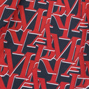 Black/Red Staggered Logo Shorts