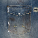 Blue Trashed Denim Shirt