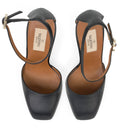 BLACK NERO SCARPE ANKLE STRAP SLIGHTLY SQUARED TOE HEELS