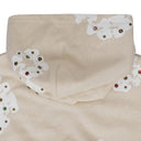 Cream Rhinestone Cotton Wreath Zip Hoodie